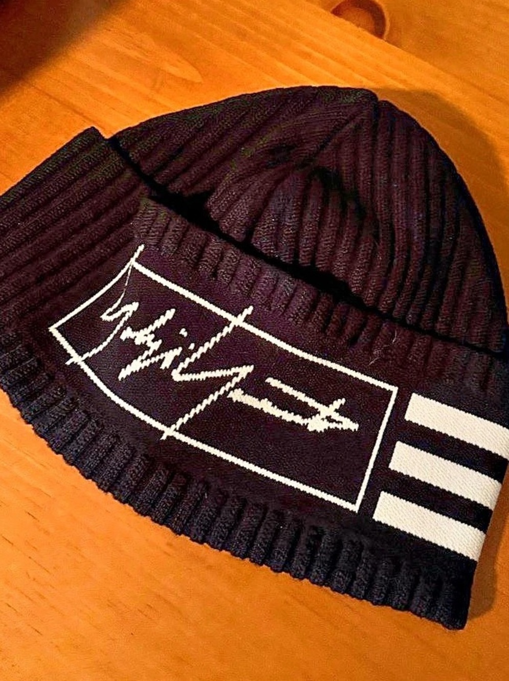 Y-3 Black & White Knit Beanie Like New